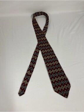 Geoffrey Beene Men’s Geometric Silk Tie - Burgundy, Brown & Black